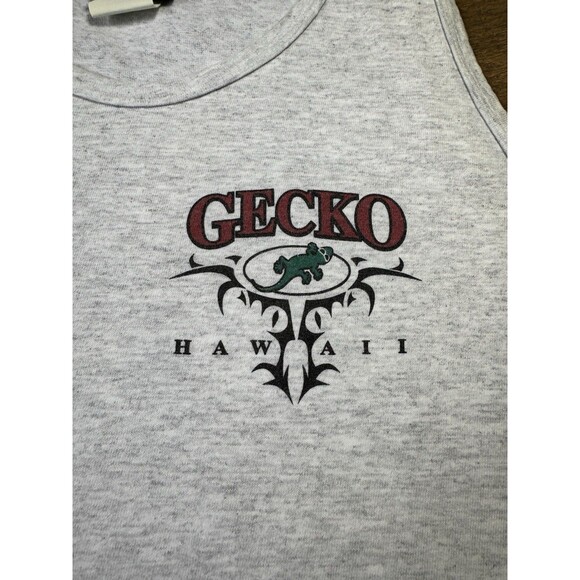 Vtg Gecko Hawaii Tank Top Mens XL Grey EUC Single Stitch USA Surf Island - Picture 3 of 8